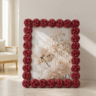 Bongelli Preziosi Portafoto grande con cornice in marmorino dal design moderno Foto 18x24 Colore: Rosso
