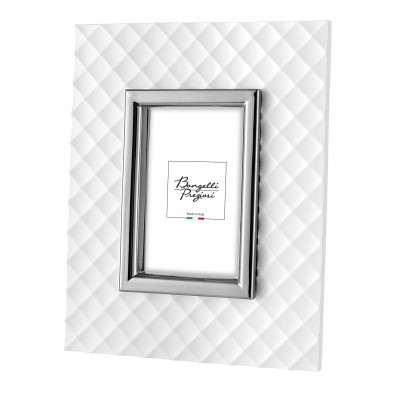 Bongelli Preziosi - Texture - Portafoto in marmorino da tavolo con foto dal design moderno ed elegante - Colore: Bianco/Argento - Foto 13x18 - SKU: ME2347/AG