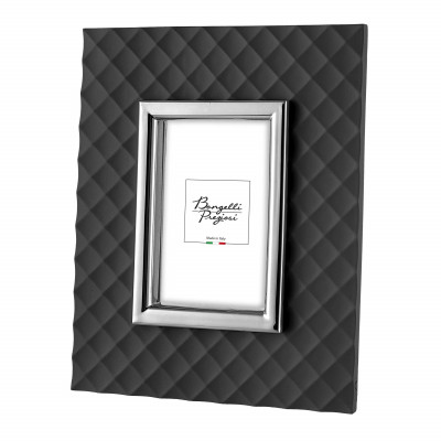 Bongelli Preziosi - Texture - Portafoto in marmorino da tavolo con foto dal design moderno ed elegante - Colore: Nero/Argento - Foto 13x18 - SKU: ME2347/NE/AG
