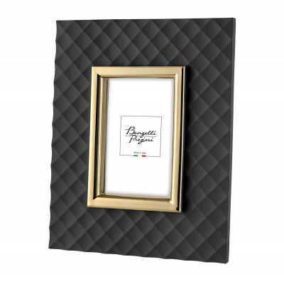 Bongelli Preziosi - Texture - Portafoto in marmorino da tavolo con foto dal design moderno ed elegante - Colore: Nero/Oro - Foto 13x18 - SKU: ME2347/NE/OR