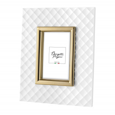 Bongelli Preziosi - Texture - Portafoto in marmorino da tavolo con foto dal design moderno ed elegante - Colore: Bianco/Oro - Foto 13x18 - SKU: ME2347/OR