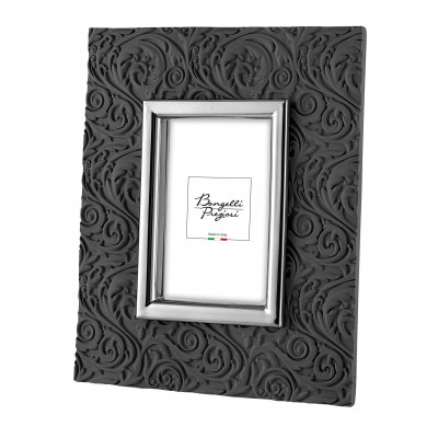 Bongelli Preziosi - Texture - Portafoto in marmorino damascato da tavolo dal design moderno ed elegante - Colore: Nero/Argento - Foto 13x18 - SKU: ME2349/NE/AG