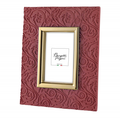 Bongelli Preziosi - Texture - Portafoto in marmorino damascato da tavolo dal design moderno ed elegante - Colore: Rosso - Foto 13x18 - SKU: ME2349/RS