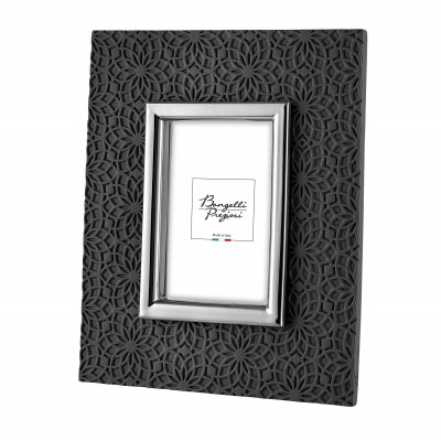 Bongelli Preziosi - Texture - Portafoto in marmorino floreale da tavolo dal design moderno ed elegante - Colore: Nero/Argento - Foto 13x18 - SKU: ME2351/NE/AG