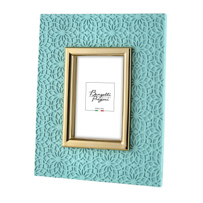 Bongelli Preziosi - Texture - Portafoto in marmorino floreale da tavolo dal design moderno ed elegante - Colore: Blu Cristallo - Foto 13x18 - SKU: ME2351/TF