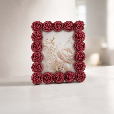 Bongelli Preziosi Portafoto piccolo con cornice in marmorino dal design moderno Foto 6x9 Colore: Rosso