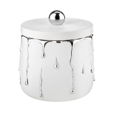 Bongelli Preziosi Rugiada Portagioie in marmorino con decori a goccia design moderno ed elagante Colore: Bianco/Argento