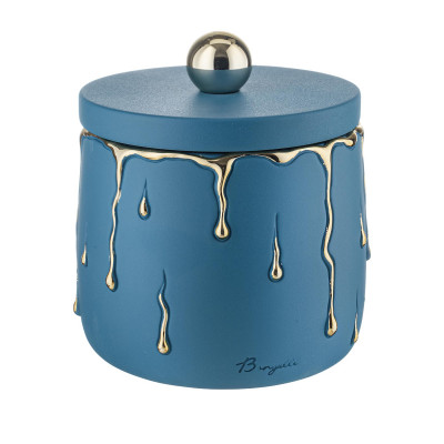 Bongelli Preziosi Rugiada Portagioie in marmorino con decori a goccia design moderno ed elagante Colore: Blu/Oro