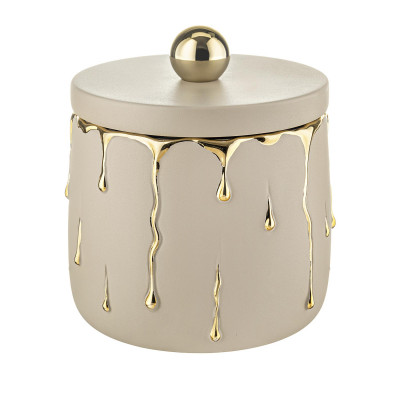 Bongelli Preziosi Rugiada Portagioie in marmorino con decori a goccia design moderno ed elagante Colore: Nocciola/Oro