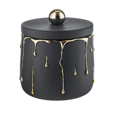 Bongelli Preziosi Rugiada Portagioie in marmorino con decori a goccia design moderno ed elagante Colore: Nero/Oro