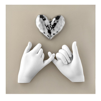 Bongelli Preziosi - Mani Cuore - Quadretto con pannello in legno e raffigurazione in marmorino - Colore: Nocciola/Bianco - SKU: ME2617/1N