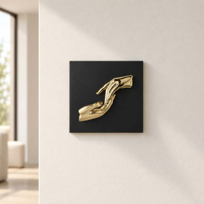Bongelli Preziosi Mani Quadretto con pannello in legno e raffigurazione in marmorino Colore: Nero/Oro