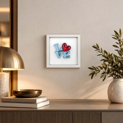 Bongelli Preziosi Love Quadretto con pannello in legno e scritta in marmorino Colore: Bianco/Blu