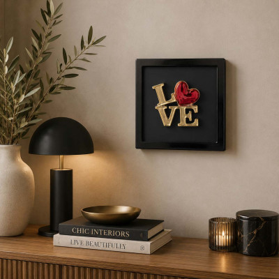 Bongelli Preziosi Love Quadretto con pannello in legno e scritta in marmorino Colore: Nero/Oro