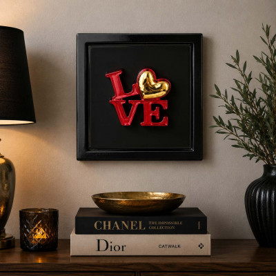 Bongelli Preziosi Love Quadretto con pannello in legno e scritta in marmorino Colore: Nero/Rosso