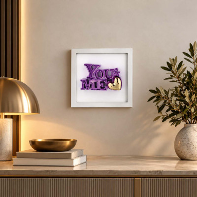 Bongelli Preziosi You and Me Quadretto con pannello in legno e scritta in marmorino Colore: Bianco/Viola