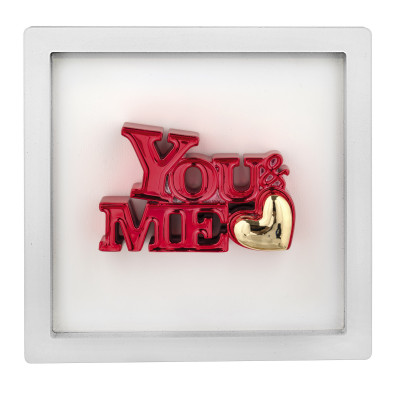 Bongelli Preziosi - You and Me - Quadretto con pannello in legno e scritta in marmorino - Colore: Bianco/Rosso - SKU: ME2655/1BI-RS