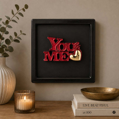 Bongelli Preziosi You and Me Quadretto con pannello in legno e scritta in marmorino Colore: Nero/Rosso