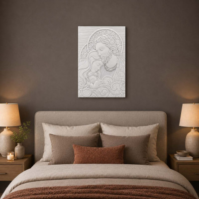 Bongelli Preziosi Quadri capoletto moderno con Sacra Famiglia pannello 20x30 Colore: Bianco