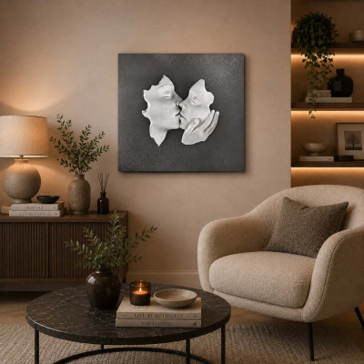 Bongelli Preziosi Il Bacio Quadro con pannello in legno e raffigurazione in marmorino Colore: Grigio