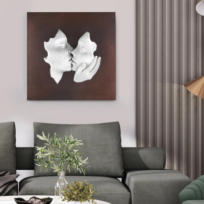 Bongelli Preziosi Il Bacio Quadro con pannello in legno e raffigurazione in marmorino Colore: Ruggine
