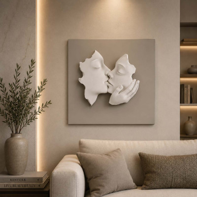 Bongelli Preziosi Il Bacio Quadro con pannello in legno e raffigurazione in marmorino Colore: Nocciola