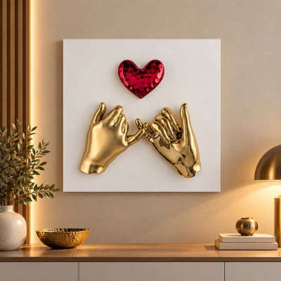 Bongelli Preziosi Mani Cuore Quadro con pannello in legno e raffigurazione in marmorino Colore: Bianco/Oro