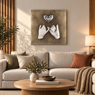 Bongelli Preziosi Mani Cuore Quadro con pannello in legno e raffigurazione in marmorino Colore: Bronzo