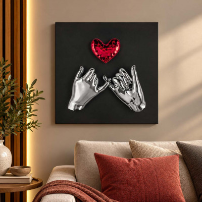 Bongelli Preziosi Mani Cuore Quadro con pannello in legno e raffigurazione in marmorino Colore: Nero/Argento