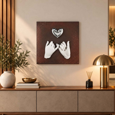 Bongelli Preziosi Mani Cuore Quadro con pannello in legno e raffigurazione in marmorino Colore: Ruggine