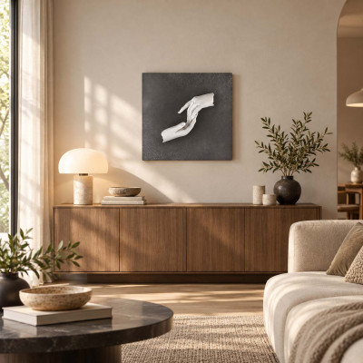 Bongelli Preziosi Mani Quadro con pannello in legno e raffigurazione in marmorino Colore: Grigio