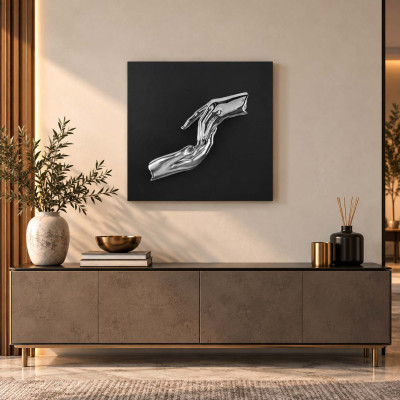 Bongelli Preziosi Mani Quadro con pannello in legno e raffigurazione in marmorino Colore: Nero/Argento