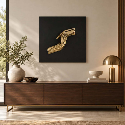 Bongelli Preziosi Mani Quadro con pannello in legno e raffigurazione in marmorino Colore: Nero/Oro