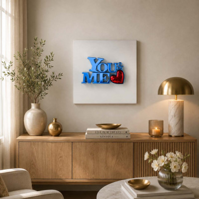 Bongelli Preziosi You and Me Quadro con pannello in legno e scritta in marmorino Colore: Bianco/Blu