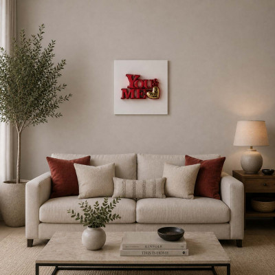 Bongelli Preziosi You and Me Quadro con pannello in legno e scritta in marmorino Colore: Bianco/Rosso