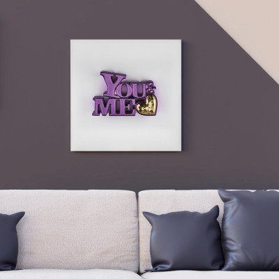Bongelli Preziosi You and Me Quadro con pannello in legno e scritta in marmorino Colore: Bianco/Viola