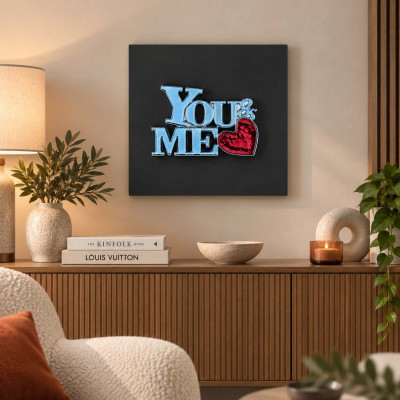 Bongelli Preziosi You and Me Quadro con pannello in legno e scritta in marmorino Colore: Nero/Blu