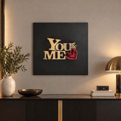 Bongelli Preziosi You and Me Quadro con pannello in legno e scritta in marmorino Colore: Nero/Oro