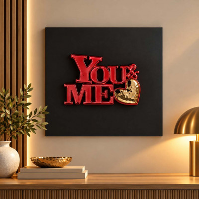 Bongelli Preziosi You and Me Quadro con pannello in legno e scritta in marmorino Colore: Nero/Rosso