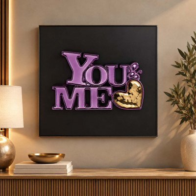 Bongelli Preziosi You and Me Quadro con pannello in legno e scritta in marmorino Colore: Nero/Viola