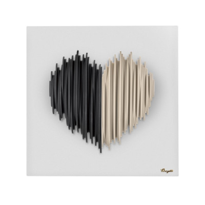 Bongelli Preziosi - Cuore Stilizzato - Quadro moderno con pannello in legno e cuore in marmorino - Colore: Nero/Nocciola - SKU: ME2692/2BI-NO