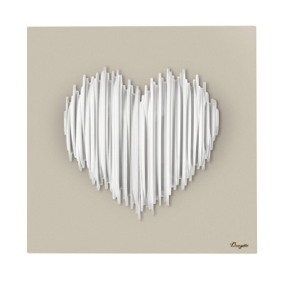 Bongelli Preziosi - Cuore Stilizzato - Quadro moderno con pannello in legno e cuore in marmorino - Colore: Nocciola/Bianco - SKU: ME2692/2N