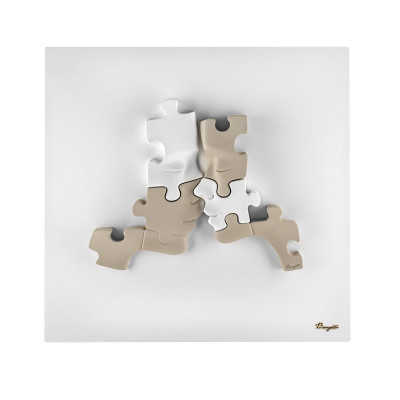 Bongelli Preziosi - Puzzle - Quadro moderno con pannello in legno e soggetto con visi in marmorino - Colore: Bianco/Nocciola - SKU: ME2706/NB