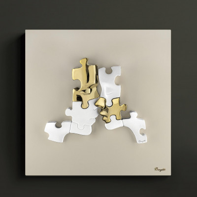 Bongelli Preziosi - Puzzle - Quadro moderno con pannello in legno e soggetto con visi in marmorino - SKU: ME2706