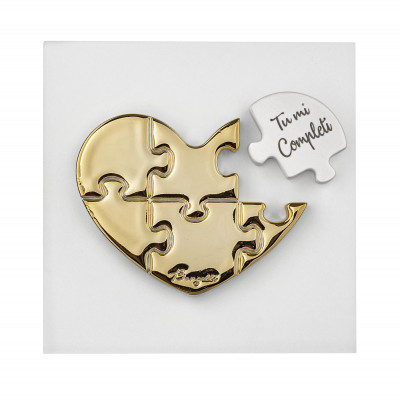 Bongelli Preziosi - Puzzle - Quadro piccolo con pannello in legno e cuore in marmorino - SKU: ME2700