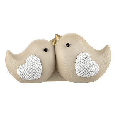 Bongelli Preziosi Animaletti Scultura con coppia di uccellini in marmorino Colore: Nocciola