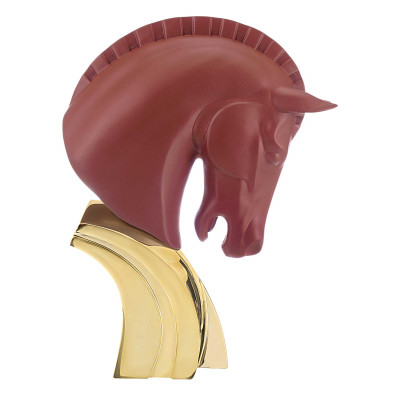 Bongelli Preziosi Horse Scultura da tavolo Cavallo grande in marmorino dal design moderno ed elegante Colore: Rosso/Oro