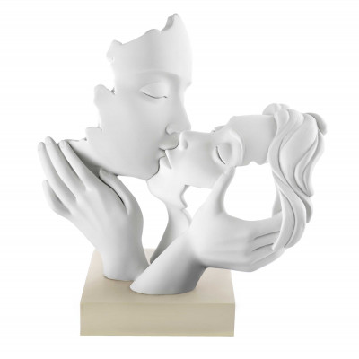 Bongelli Preziosi Face Scultura da tavolo con bacio grande in marmorino dal design moderno ed elegante Colore: Nocciola
