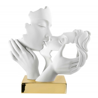 Bongelli Preziosi Face Scultura da tavolo con bacio piccola in marmorino dal design moderno ed elegante Colore: Oro