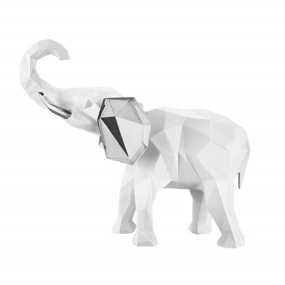 Bongelli Preziosi Modern Animal Scultura da tavolo Elefante piccolo in marmorino dal design moderno ed elegante Colore: Bianco/Argento